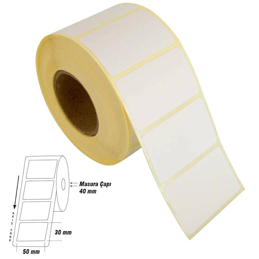 50x30mm Termal Barkod Etiketi 1000'lik Sarım