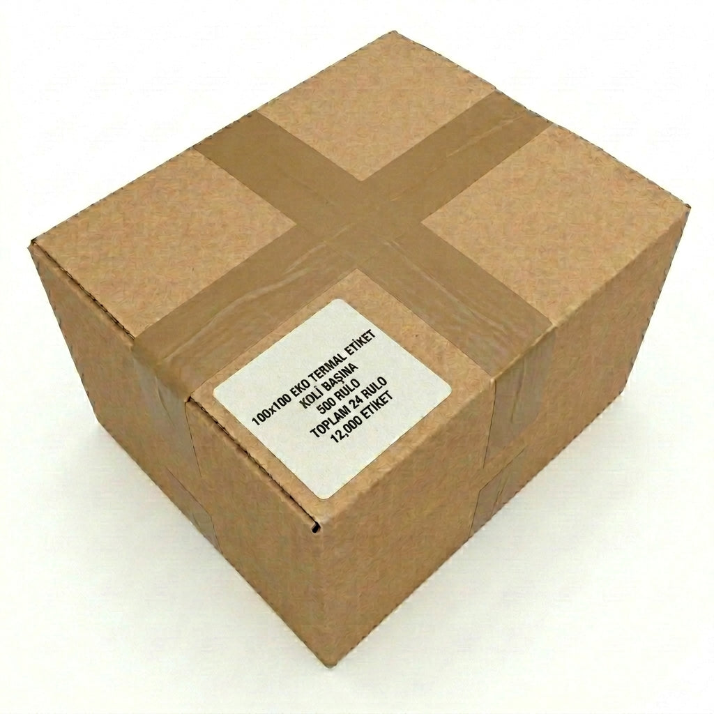 100x100mm termal barkod etiketi 500 Sarımlı (KOLİ İLE AL - 26 RULO 13.000 ADET)