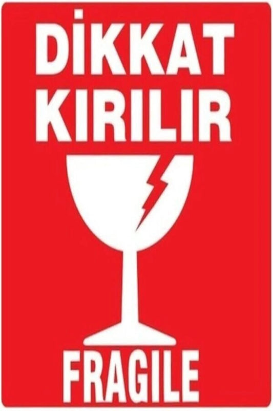 Dikkat Kırılır Etiketi 60mmx90mm (6cmx9cm) 1 Rulo 250 Adet