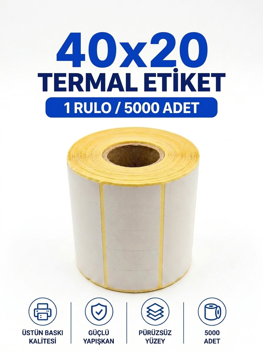 20x40 mm Yan Yana 5'li Etiket - 5000 Adet