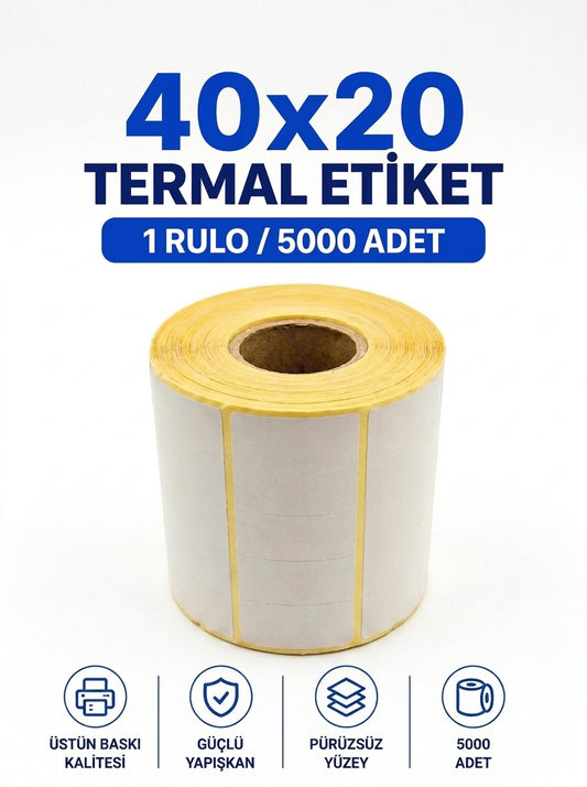 20x40 mm Yan Yana 5'li Etiket - 5000 Adet