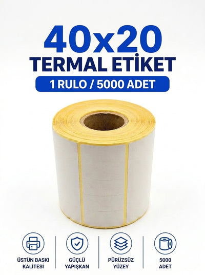20x40 mm Yan Yana 5'li Etiket - 5000 Adet