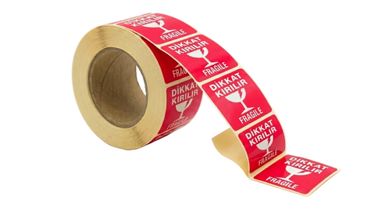 Dikkat Kırılır Etiketi 60mmx90mm (6cmx9cm) 1 Rulo 250 Adet