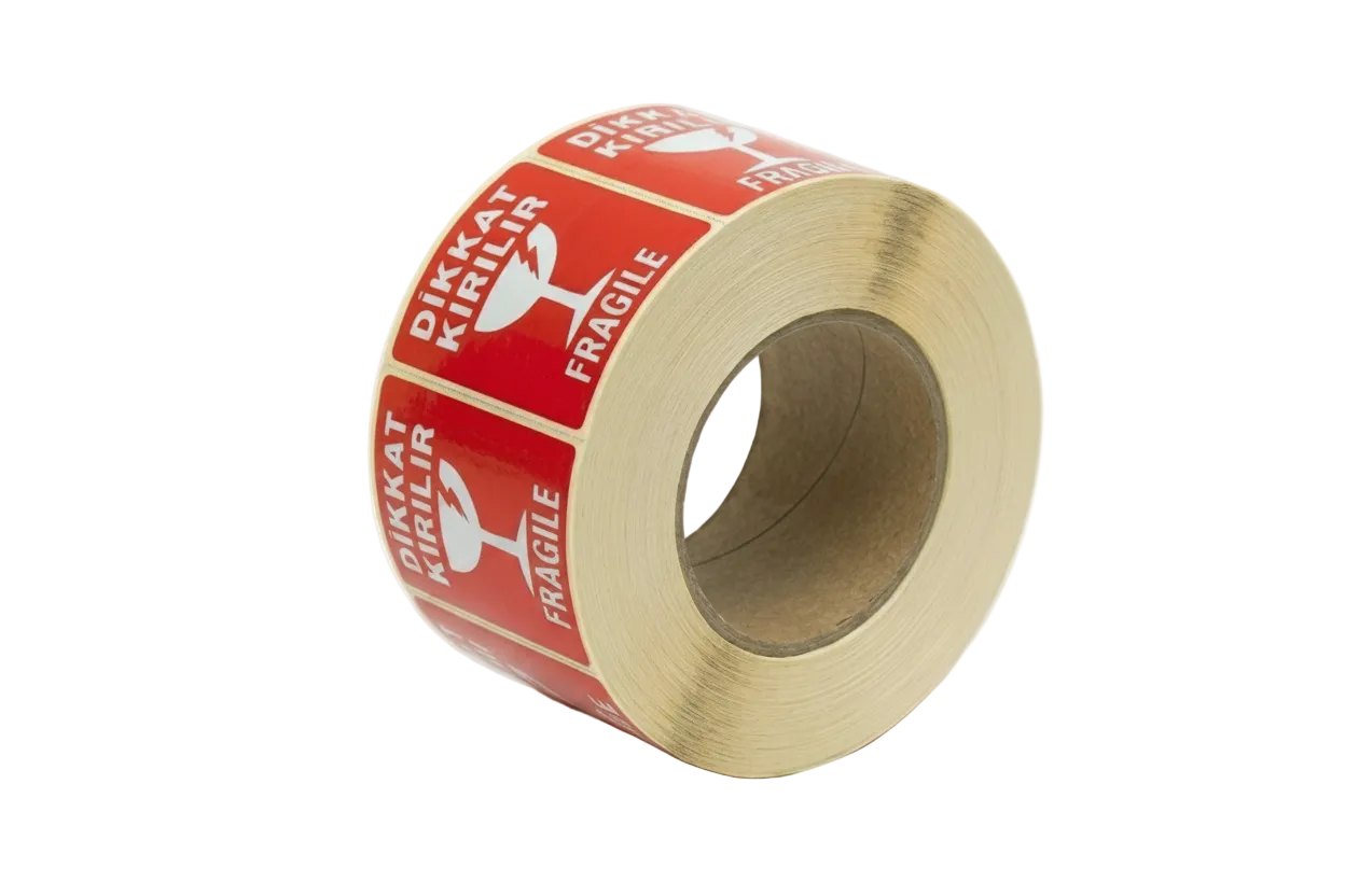 Dikkat Kırılır Etiketi 60mmx90mm (6cmx9cm) 1 Rulo 250 Adet
