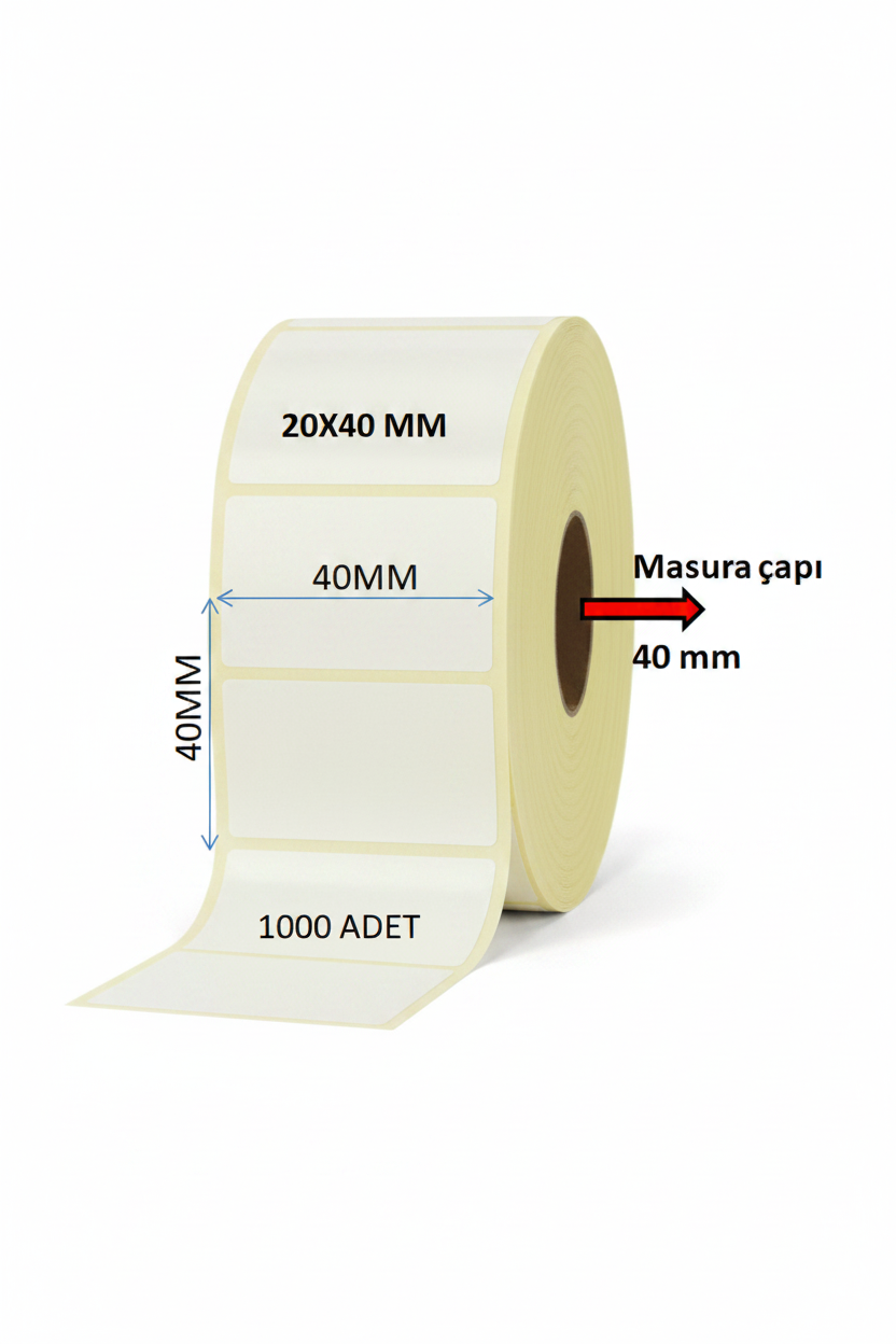 20x40 mm Eko Termal Etiket 1000'li Sarımlı