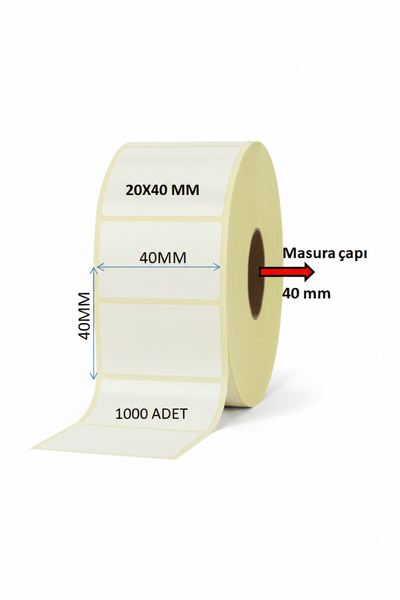20x40 mm Eko Termal Etiket 1000'li Sarımlı