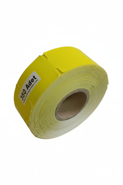38mm x 100mm Termal Sarı Renk Yandan Çentikli 350 Sarımlı 1 Rulo Raf Etiketi