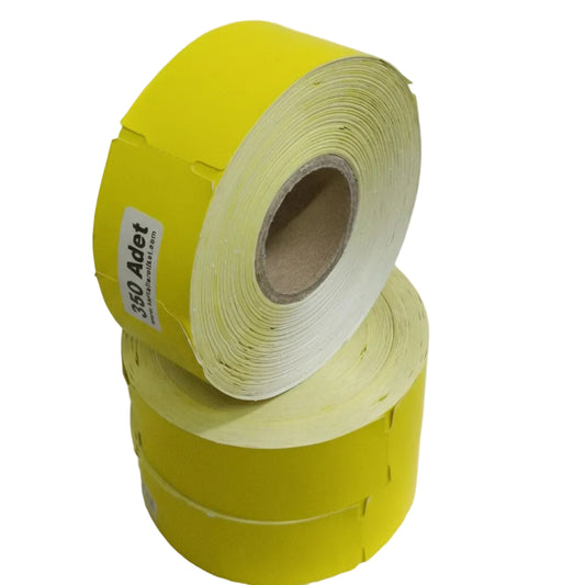 38mm x 100mm Termal Sarı Renk Yandan Çentikli 350 Sarımlı 1 Rulo Raf Etiketi