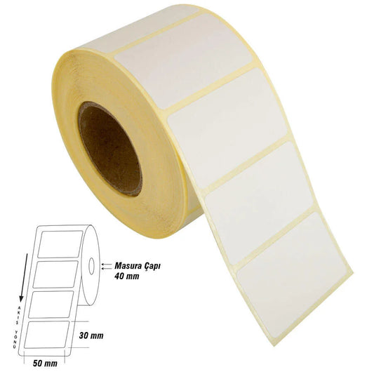 50x30mm Eko Termal Etiket 1000'lik Sarım